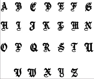 Bird Old English Alphabet Set